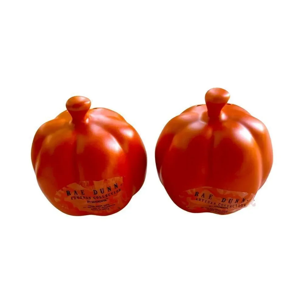 Rae Dunn Fall Ceramics Pumpkin Salt & Pepper Shakers New in Box